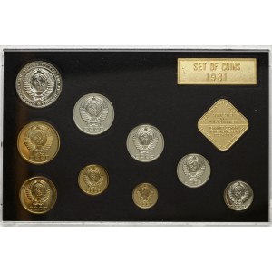 Rusko SSSR 1 kopějka - 1 rubl 1981 ЛМД Sada 9 mincí a 2 žetony
