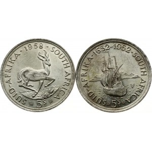 Afrique du Sud 5 Shillings 1952 &amp; 1958 Lot de 2 pièces