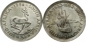 Południowa Afryka 5 szylingów 1952 i 1958 Zestaw 2 monet