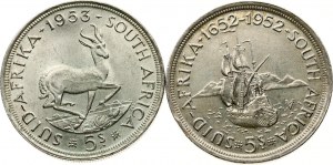 South Africa 5 Shillings 1952 & 1953 Lot of 2 coins