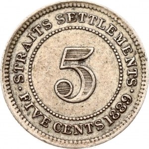 Straits Settlements 5 Cents 1889