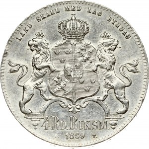 Szwecja 4 Riksdaler 1869 ST