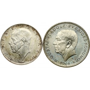 Svezia 2 corone 1938 e 5 corone 1966 Lotto di 2 monete