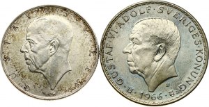 Svezia 2 corone 1938 e 5 corone 1966 Lotto di 2 monete