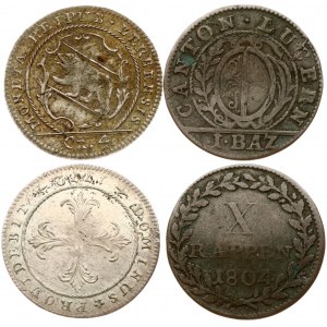 Švýcarsko Bern 4 Kreutzer 1772 &amp; Lucerne 1 Batzen / 10 Rappen 1804 Sada 2 mincí