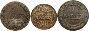 Schweiz Waadt 1/2 Batzen / 5 Rappen 1806 & Solothurn 1 Batzen 1811 & Graubünden 1/2 Batzen 1836 A-B Lot von 3 Münzen
