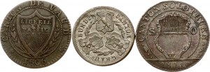 Switzerland Vaud 1/2 Batzen / 5 Rappen 1806 & Solothurn 1 Batzen 1811 & Graubunden 1/2 Batzen 1836 A-B Lot of 3 coins