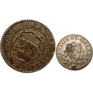 Suisse St Gallen 1 Kreuzer 1813 K &amp; Bern 1 Batzen 1826 Lot de 2 pièces