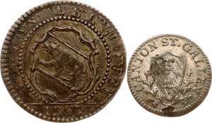 Szwajcaria St Gallen 1 Kreuzer 1813 K i Bern 1 Batzen 1826 Partia 2 monet