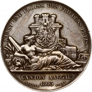 Švajčiarsko Aargau Medaila 1849 25. výročie Spolkového streleckého festivalu v Aarau