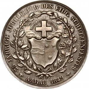 Švýcarsko Aargau Medaile 1849 25. výročí Spolkového střeleckého festivalu v Aarau