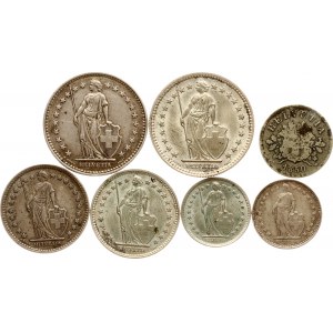 Svizzera 10 Rappen - 2 Franchi 1850-1959 Lotto di 7 monete