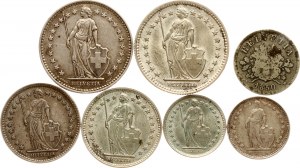 Switzerland 10 Rappen - 2 Francs 1850-1959 Lot of 7 coins