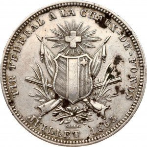 Švajčiarsko 5 frankov 1863 Strelecký festival v Neuchateli