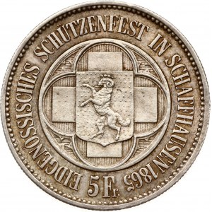 Švajčiarsko 5 frankov 1865 Schaffhausen Strelecký festival