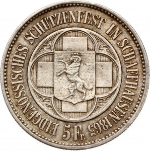 Switzerland 5 Francs 1865 Schaffhausen Shooting Festival