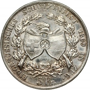 5 franků 1869 Střelecké slavnosti v Zugu