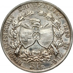 5 Francs 1869 Zug Shooting Festival