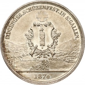Švýcarsko 5 franků 1874 Střelecký festival v St Gallenu