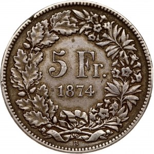 Switzerland 5 Francs 1874 B Helvetia seated