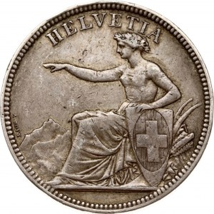 Švajčiarsko 5 frankov 1874 B Helvetia sediaca