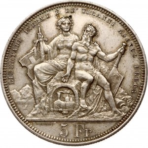 Switzerland 5 Francs 1883 Lugano Shooting Festival