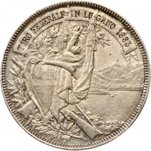 Suisse 5 Francs 1883 Festival de tir de Lugano