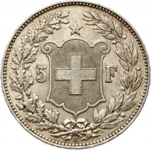 Svizzera 5 Franchi 1908 B Testa di Helvetia