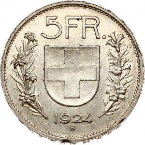 Švajčiarsko 5 frankov 1924 B Herdsman