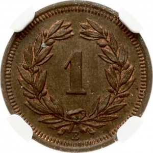 Szwajcaria 1 Rappen 1936 B NGC MS 65 BN TYLKO 1 MONETA W WYŻSZYM STANDARDZIE