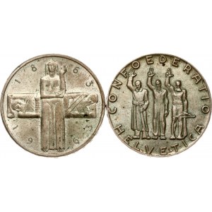 Švajčiarsko 5 frankov ND (1941) B &amp; 5 frankov ND (1963) B Sada 2 mincí