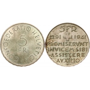 Switzerland 5 Francs ND (1941) B & 5 Francs ND (1963) B Lot of 2 coins