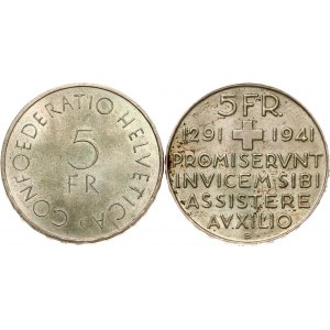 Svizzera 5 Franchi ND (1941) B e 5 Franchi ND (1963) B Lotto di 2 monete