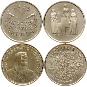 Suisse 5 Francs 1974 - 1982 Lot de 4 pièces