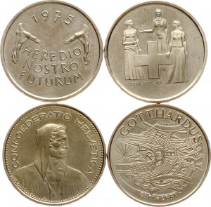 Suisse 5 Francs 1974 - 1982 Lot de 4 pièces