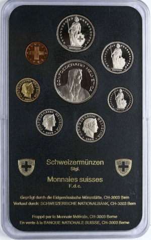 Switzerland 1 Rappen - 5 Francs 1989 SET of 8 Coins