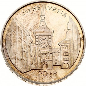 Švajčiarsko 20 frankov 2003 B Staré mesto Bern