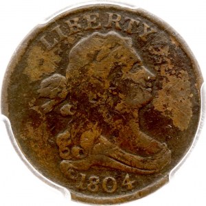 USA 1/2 Cent 1804 Draped Bust - pół centa PCGS F Detail