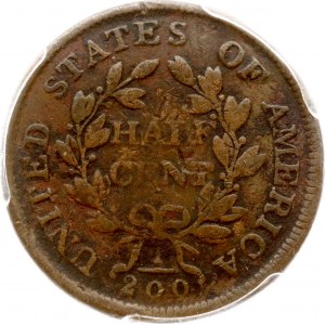 USA 1/2 centa 1804 Draped Bust - polcent PCGS F Detail