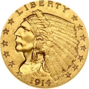 USA 2½ dolára 1914 D