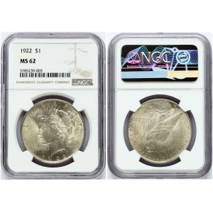 Americký dolár mieru 1922 NGC MS 62