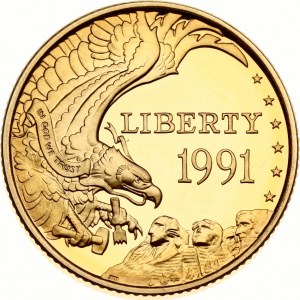 USA 5 Dollars 1991 W Mount Rushmore Goldener Jahrestag