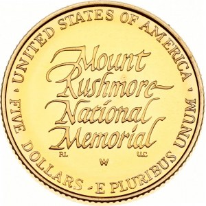 USA 5 dollari 1991 W Monte Rushmore Anniversario d'oro