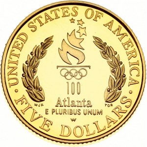 USA 5 dolárov 1996 W XXVI olympiáda Vlajkonosič