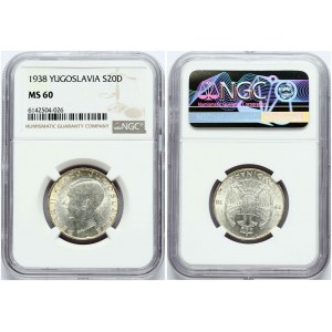 Yougoslavie 20 Dinara 1938 NGC MS 60