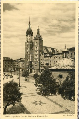 Place du marché [Adolf Hitler Platz], église de la Vierge Marie, vers 1940