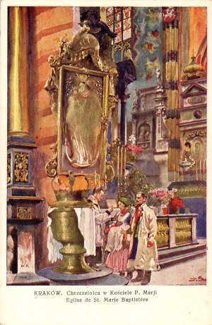 Křtitelnice v kostele svaté Marie, asi 1920