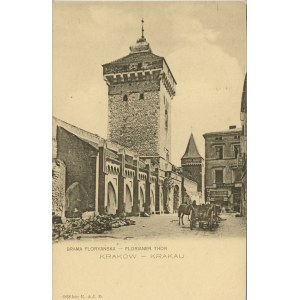 Floriánská brána a Pijarská ulice, kolem roku 1900