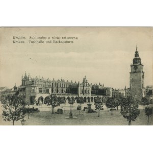 Halle aux draps avec la tour de l'hôtel de ville, 1908