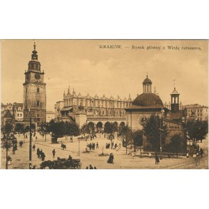 Piazza principale con la torre del municipio, 1910